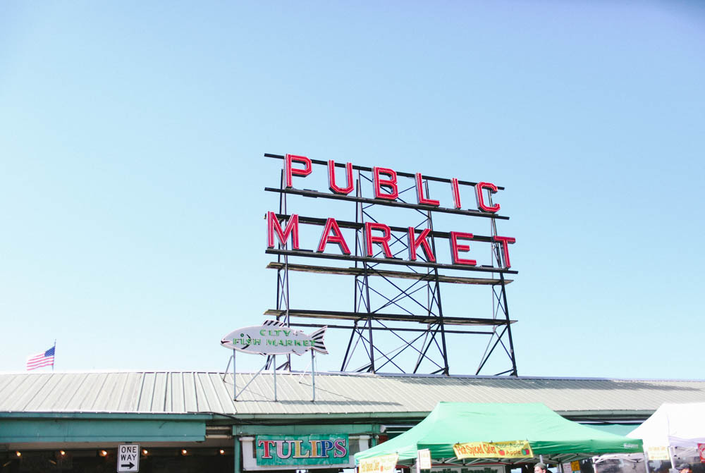 Public Market Sign right across from the First Starbucks