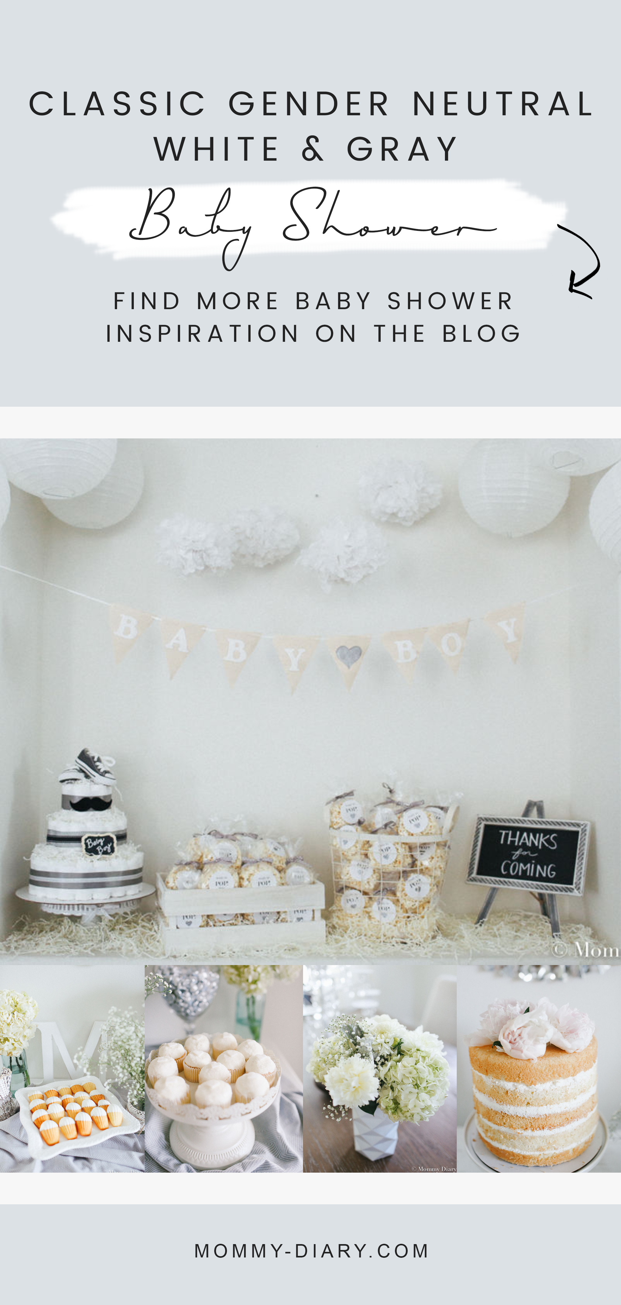 Grey baby sale shower decorations