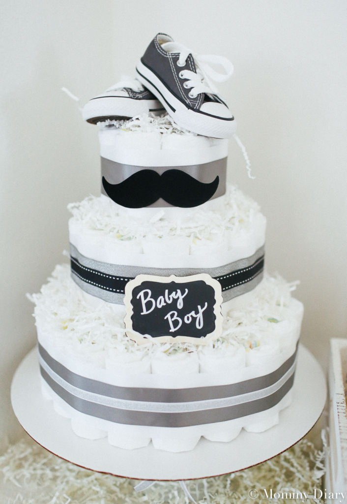 Black and white diaper hot sale cake