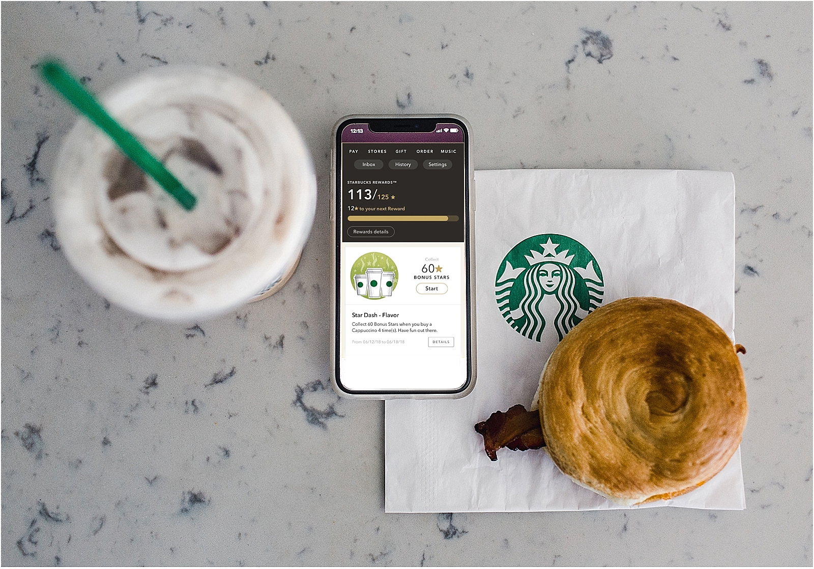 Starbucks app on phone