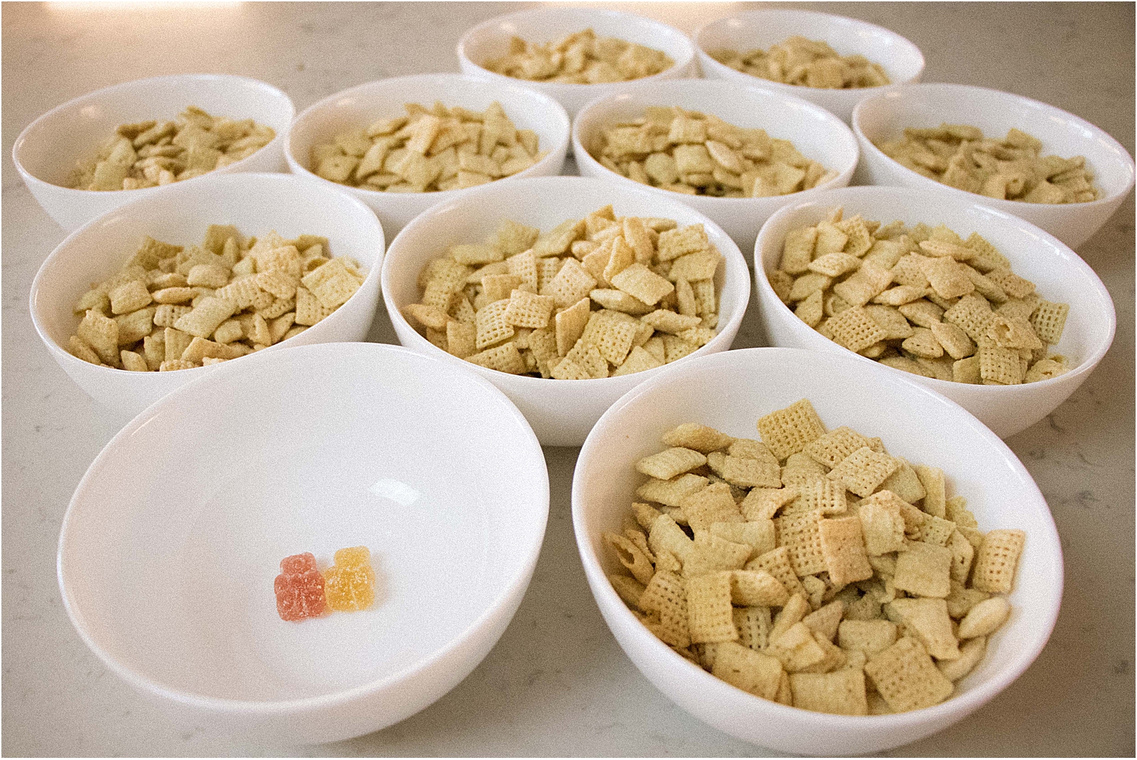 bowls with cereals and probiotic gummies