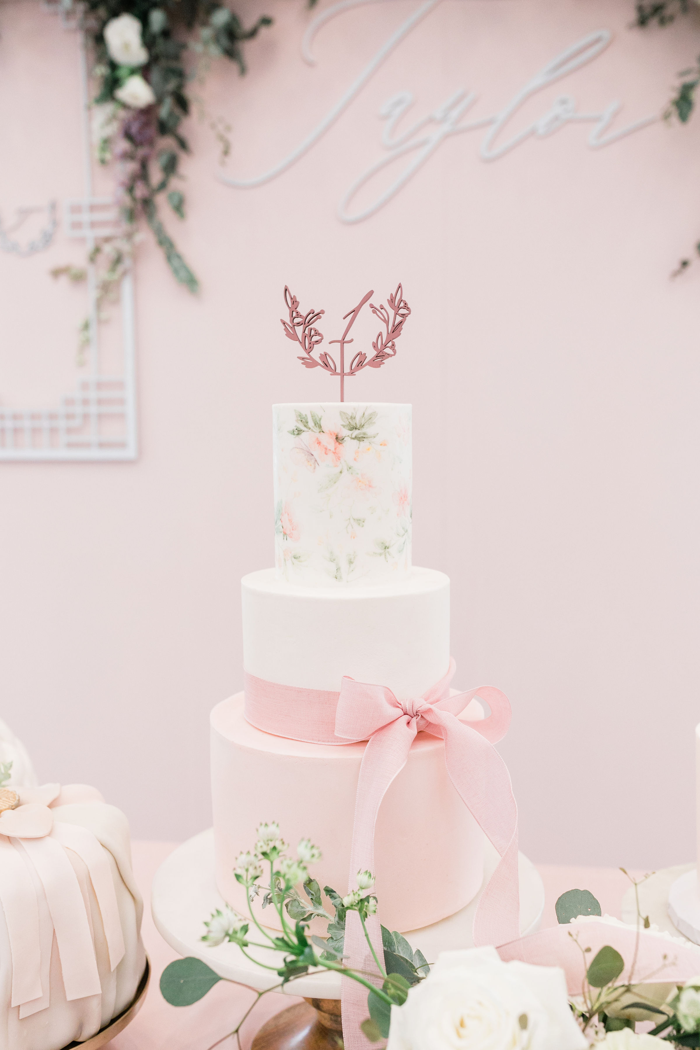 blush pink birthday cake