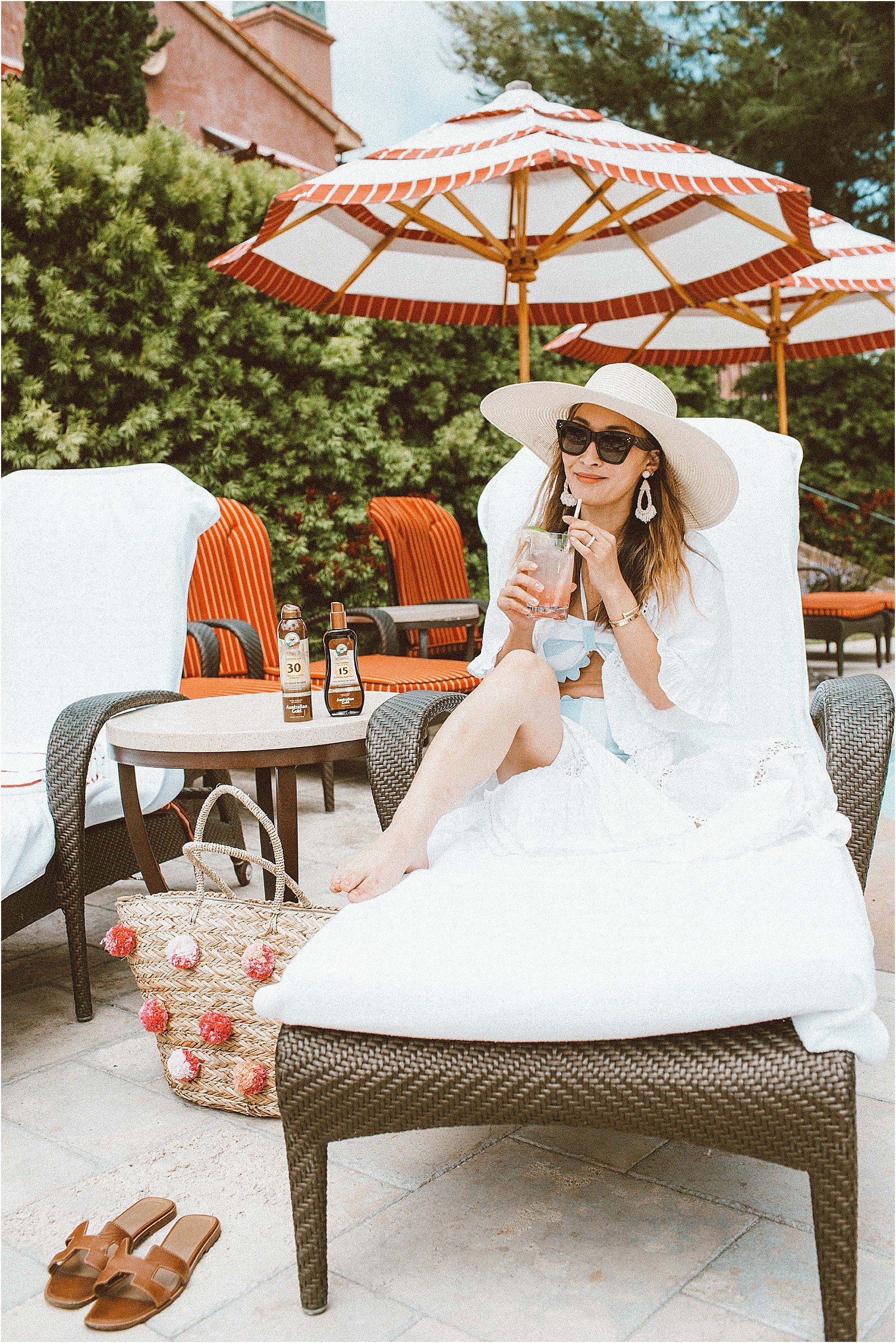 relaxing by the pool