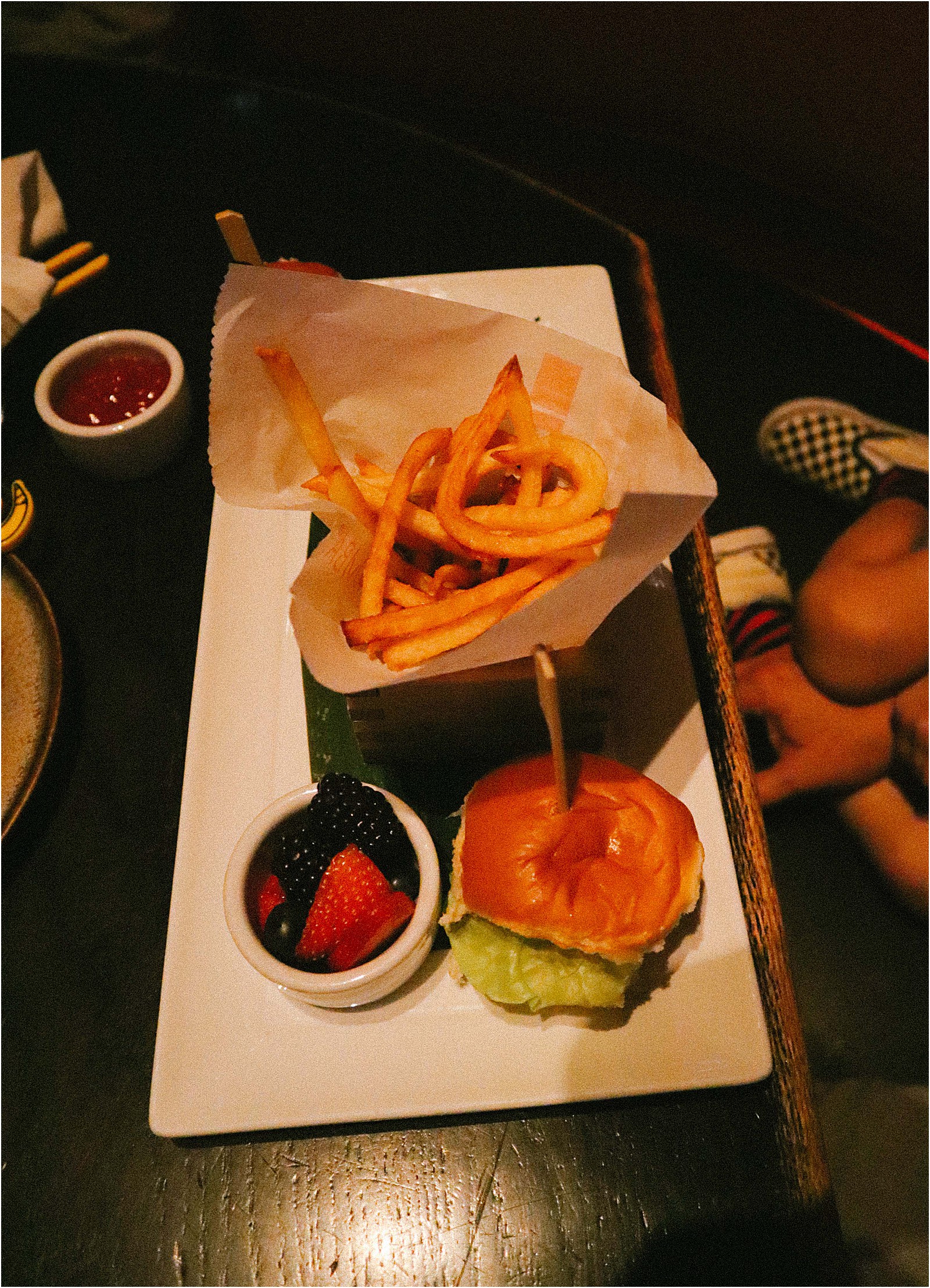 Wynn Wagyu sliders, fries and fruit