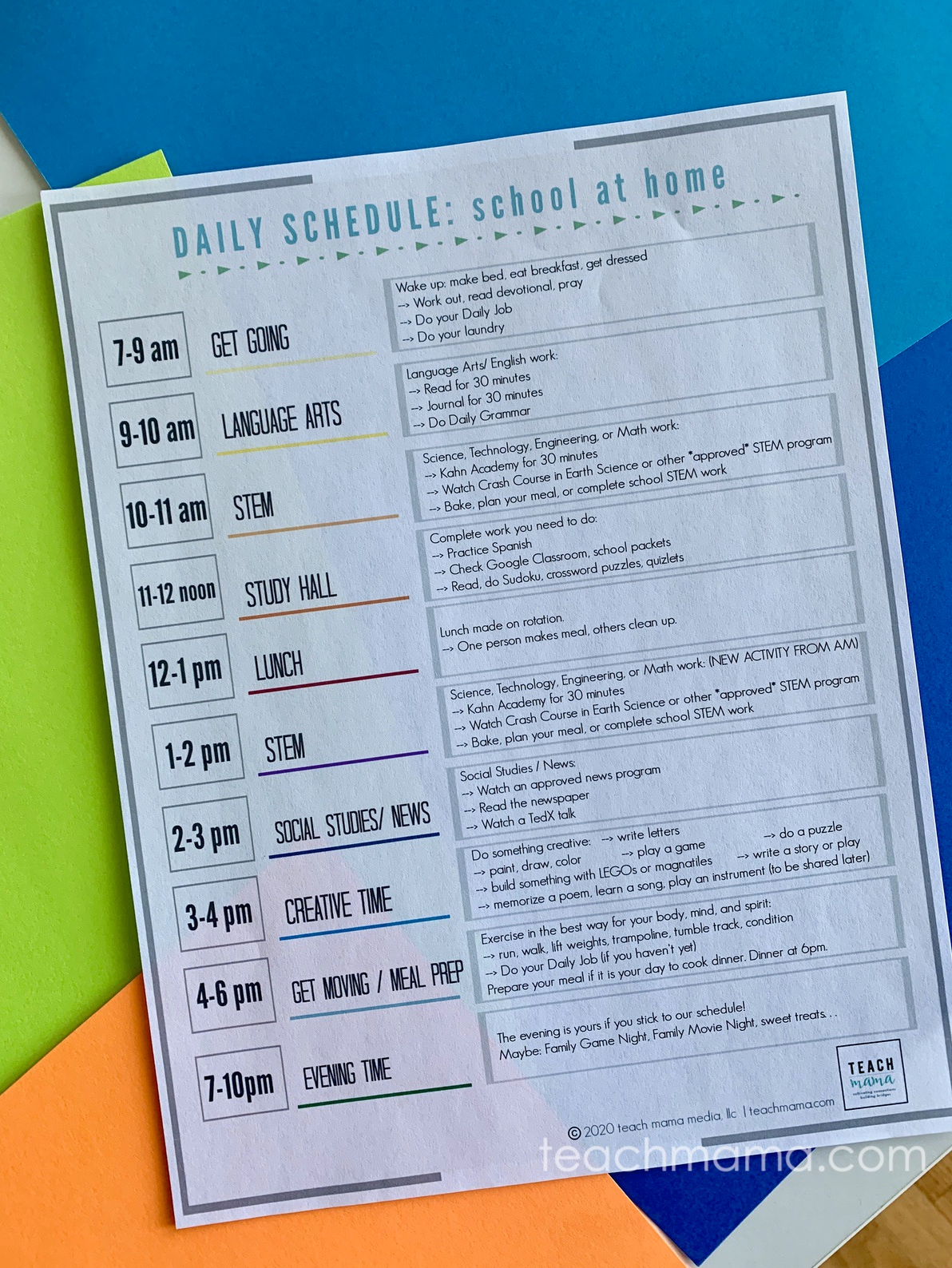 daily homeschool schedule coronavirus