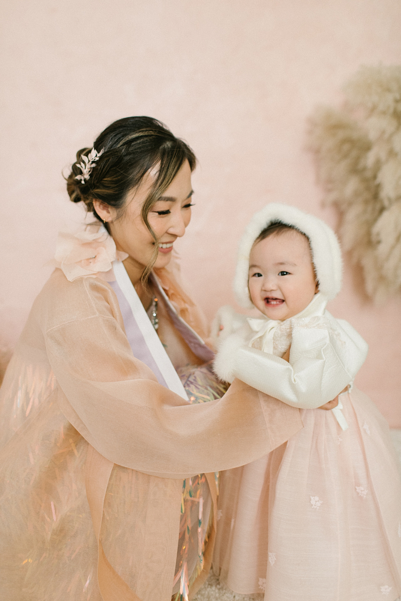 Modern Korean Hanbok Outfits for Mom and Baby