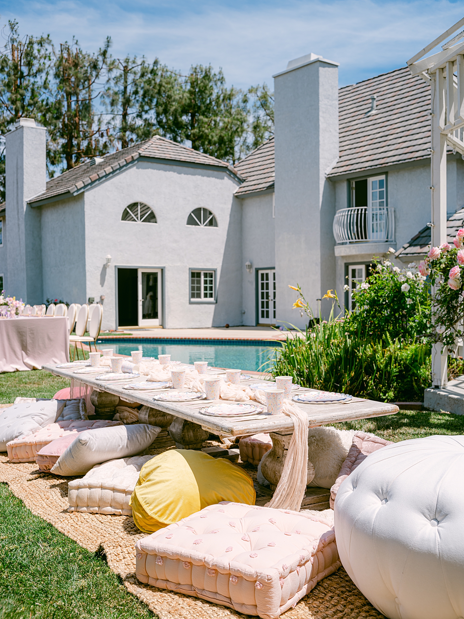 Backyard garden party lounge area