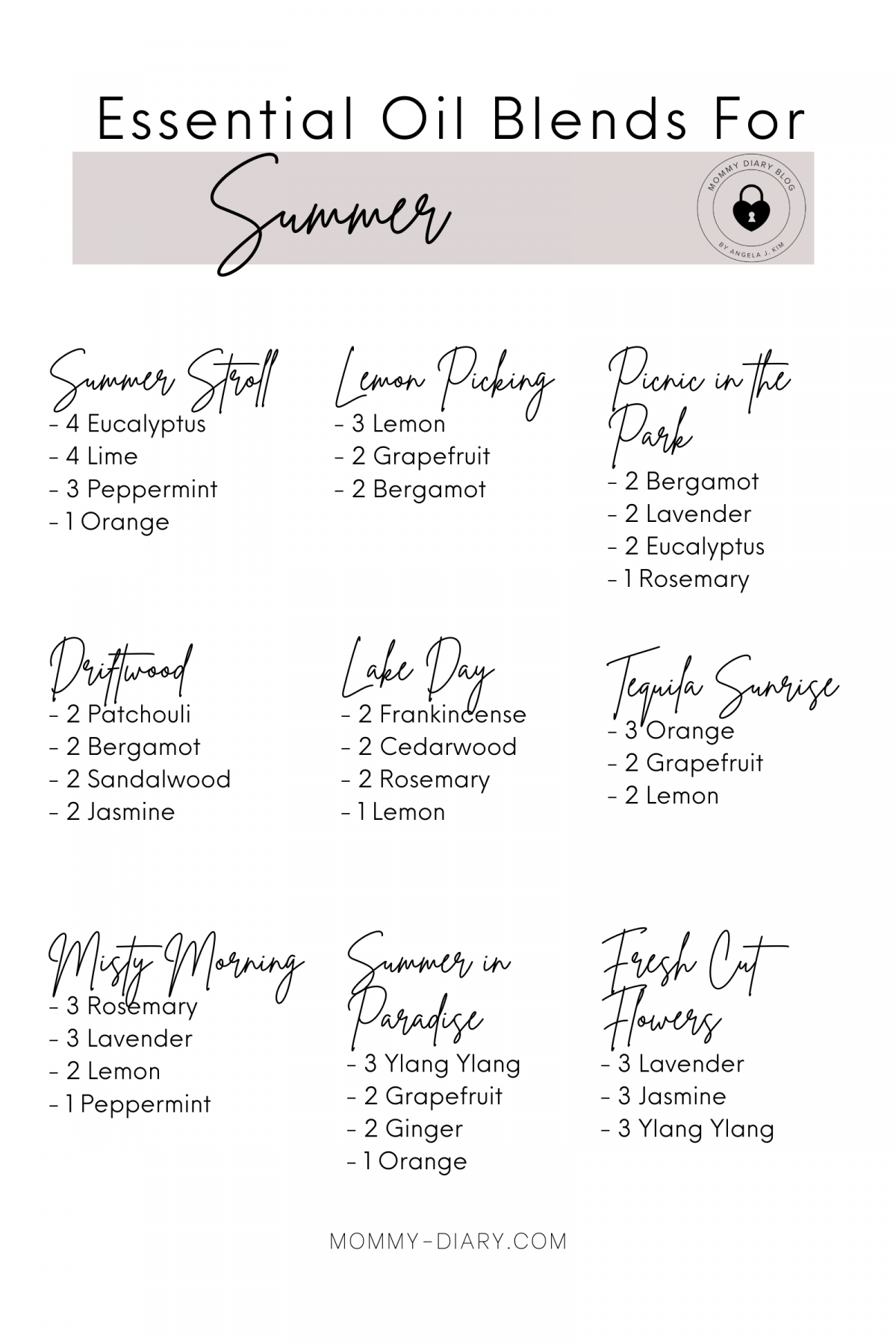 Summer Essential Oil Blends Mommy Diary