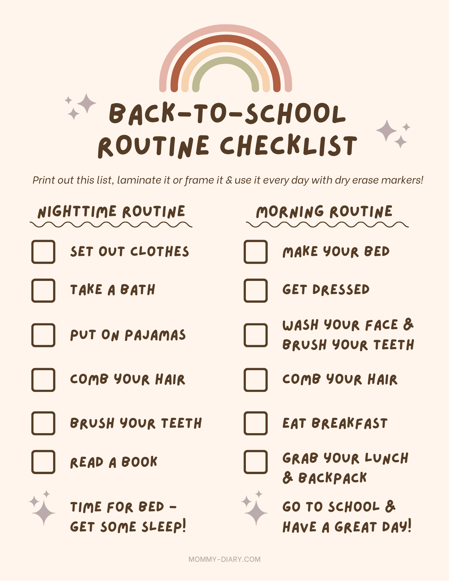 Free Downloadable Back-to-School Checklist for kids