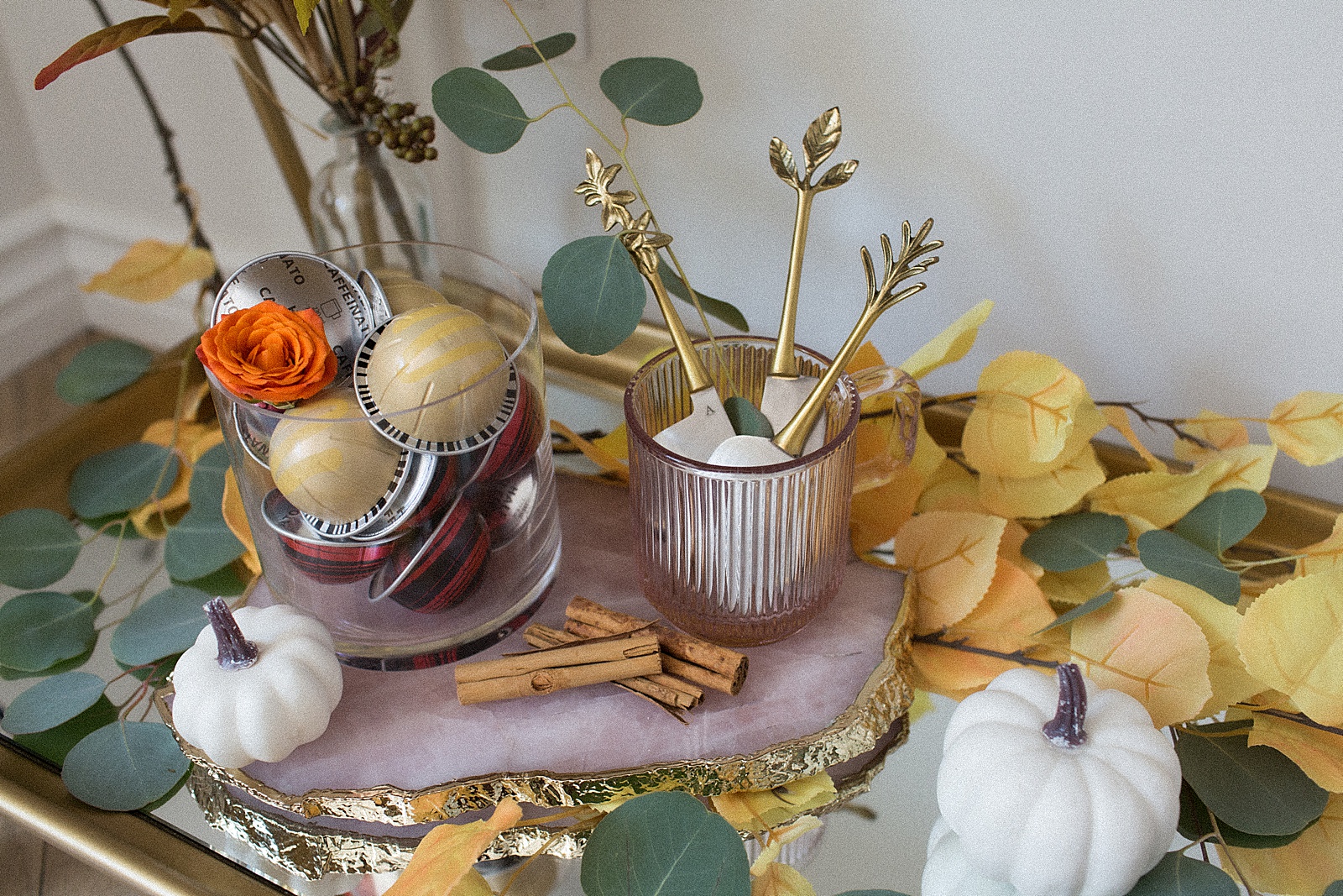 How to Style a Fall Coffee Cart