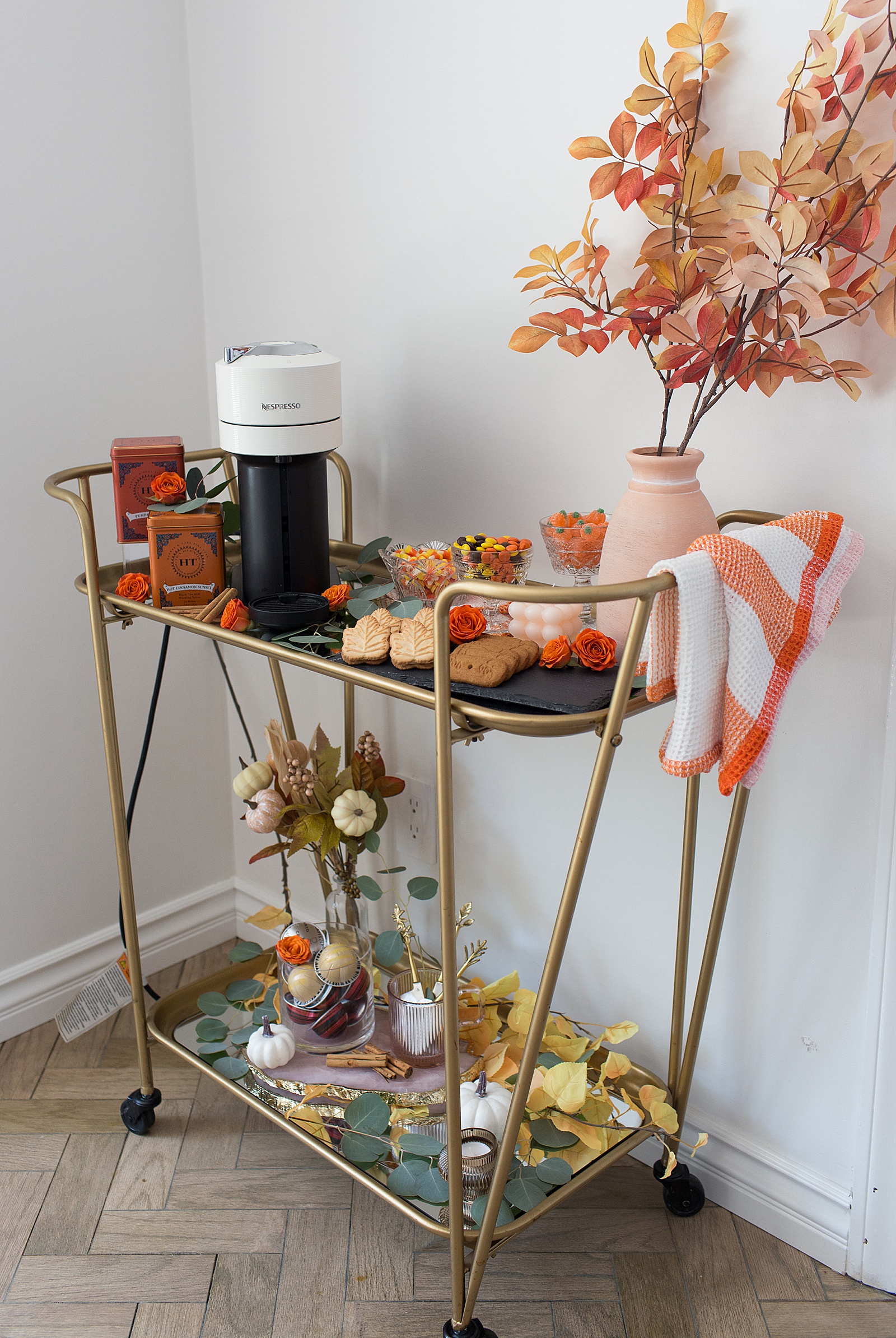 How to Style a Fall Coffee Cart