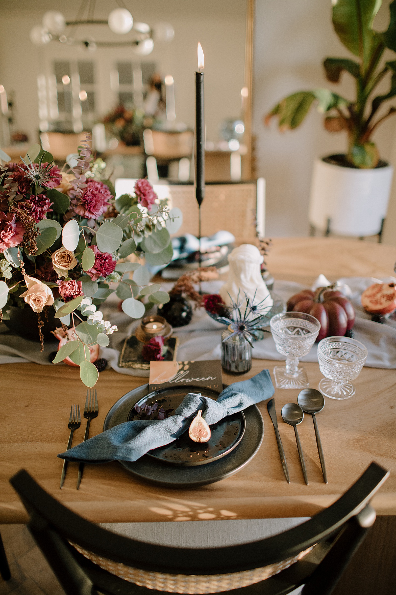 Dark fall table setting