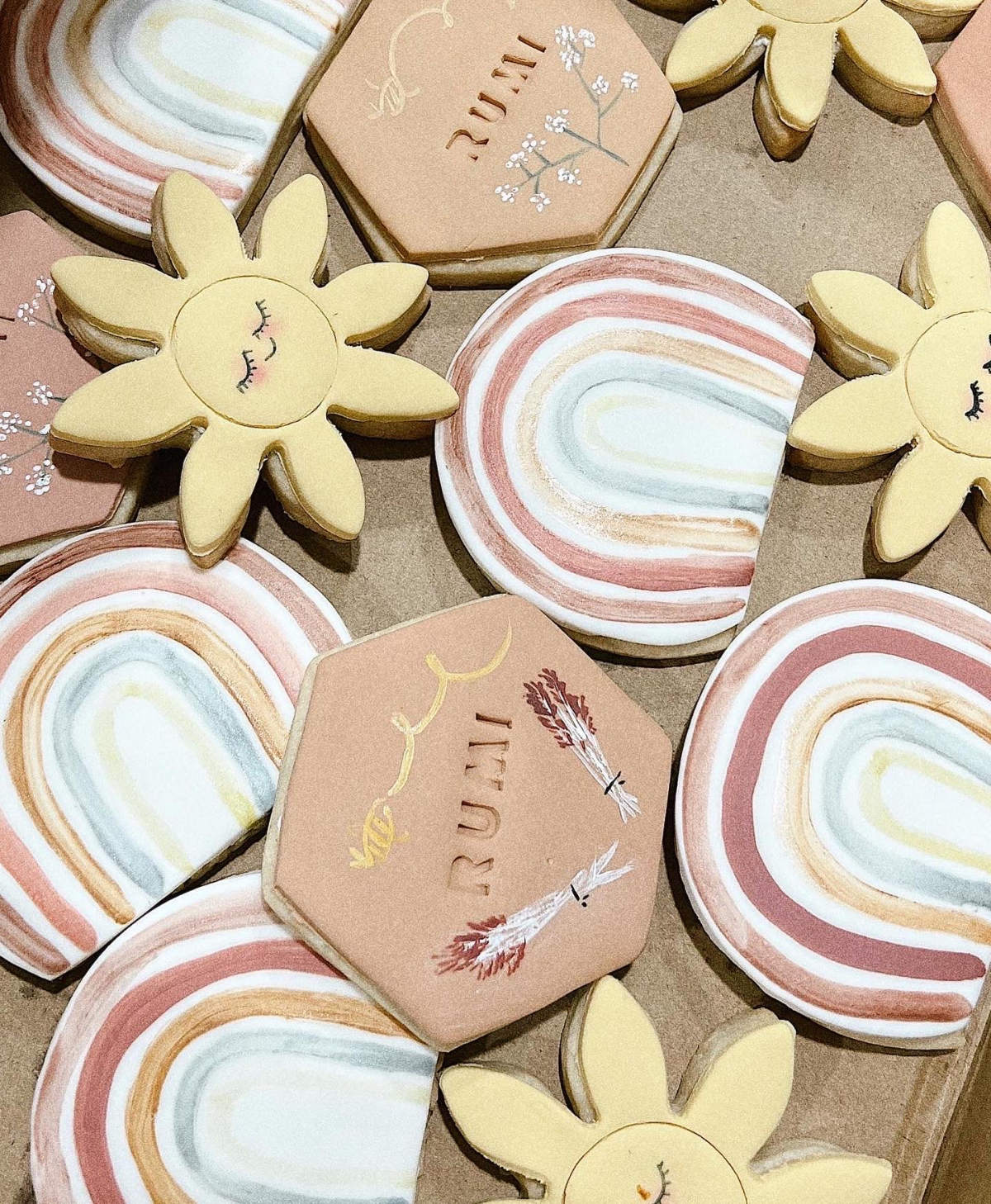 rainbow and sun cookies