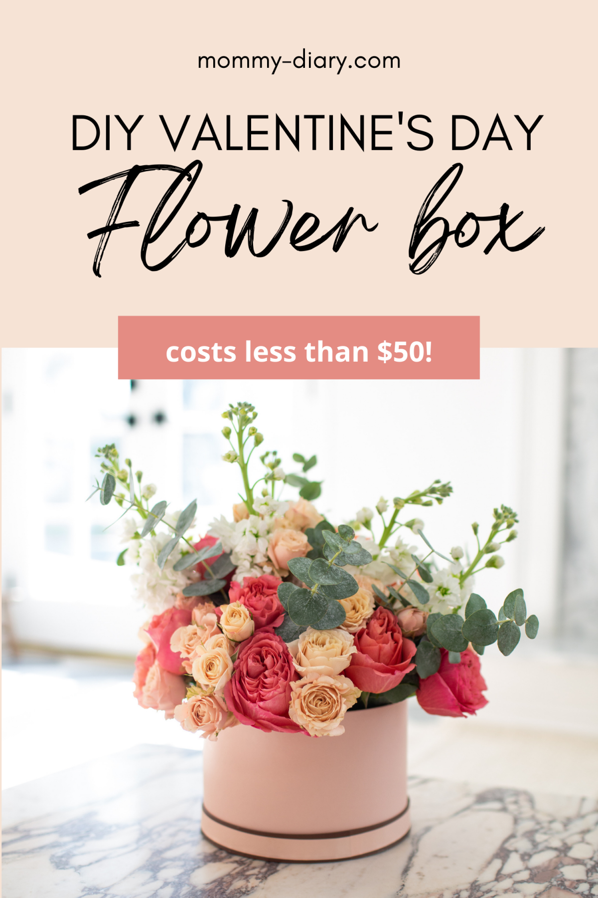 DIY Valentines Day Flower Box Bouquet