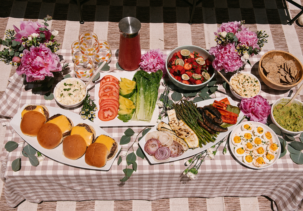 Summer Backyard BBQ table spread