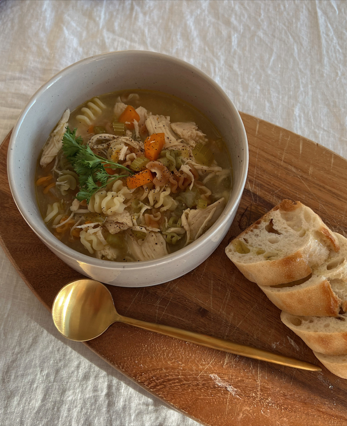 Weeknight dinner noodle soup bowl
