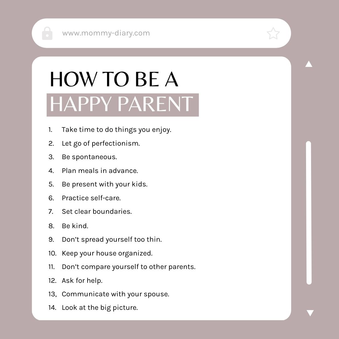 A list of tips for being a happier parent