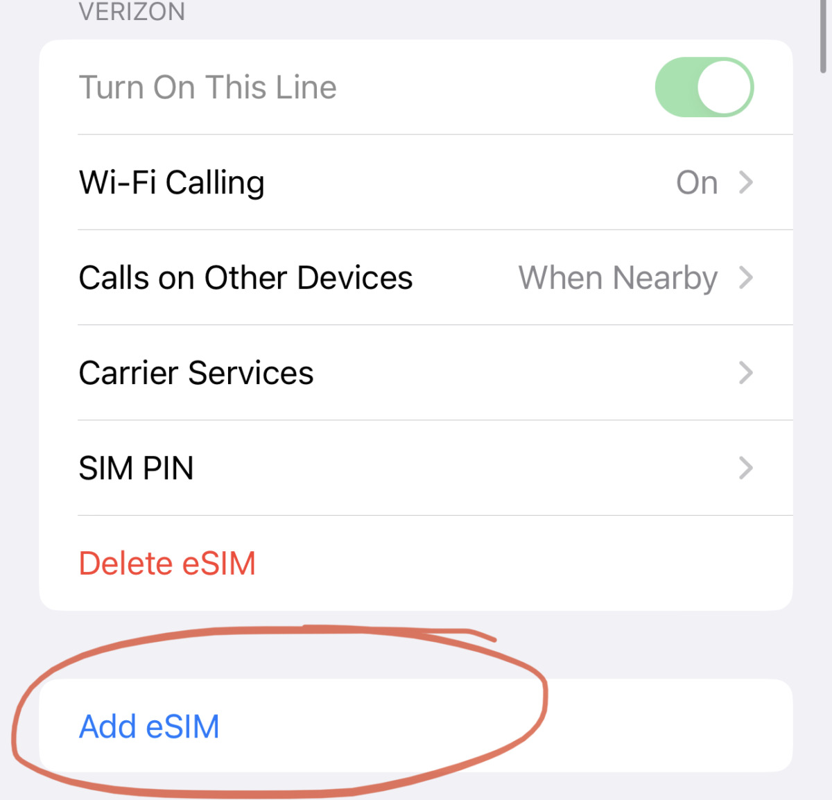 how to add LG e-sim