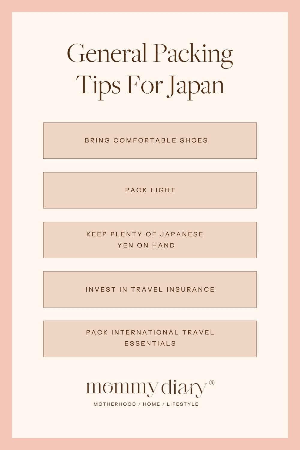 General Packing Tips For Japan