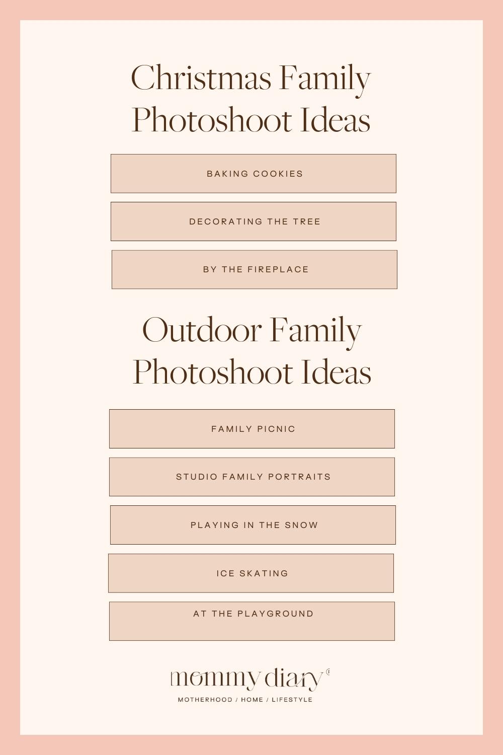 Family Photoshoot Ideas list