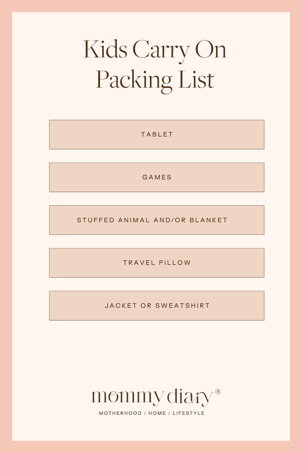 Kids Travel Carry On Packing List