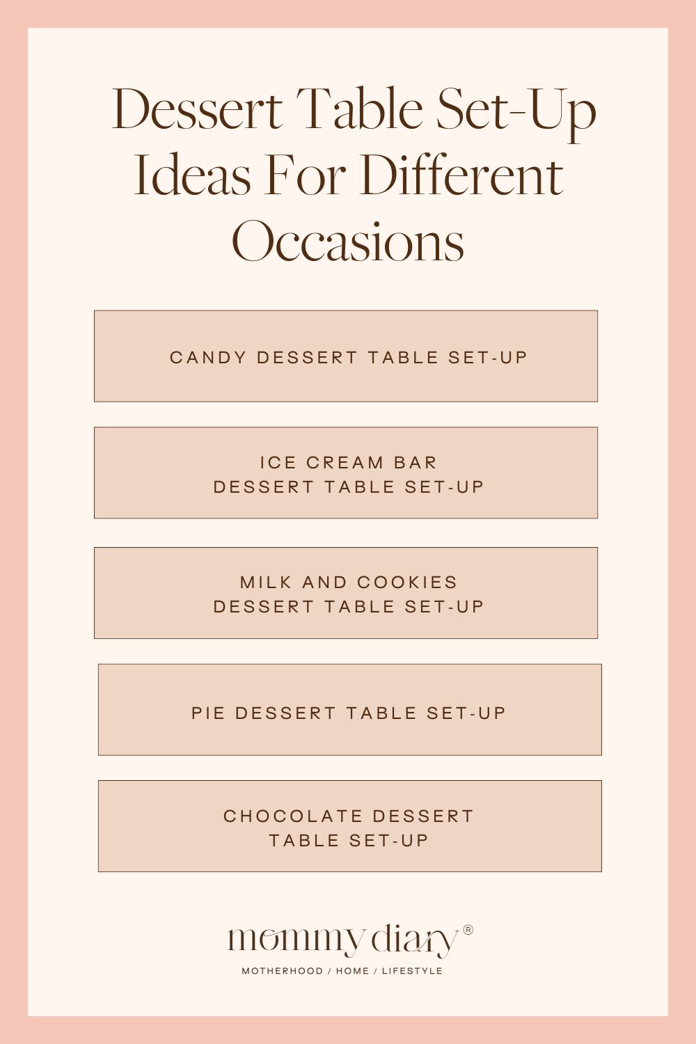 dessert table set up for different occasions